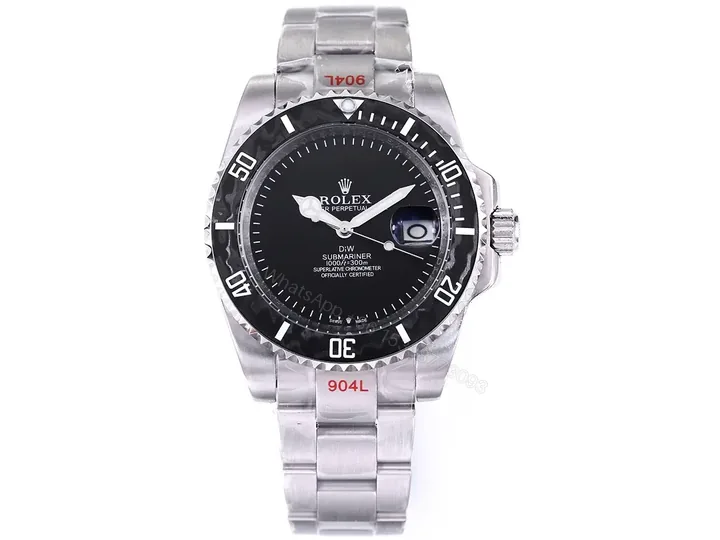 View 1 of Clean Factory – **Brand:** Rolex – **Color:** Black – **Style:** Submariner **Title:** Rolex Black Submariner Parakeet Watch