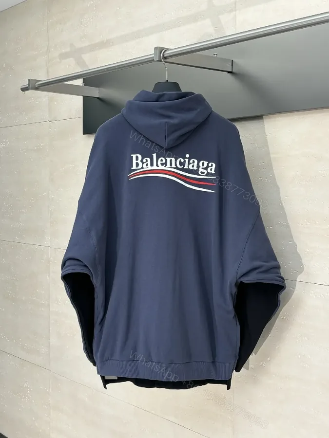 View 1 of Maritime Navy Fleece Hoodie with Bold Logo Backdrop