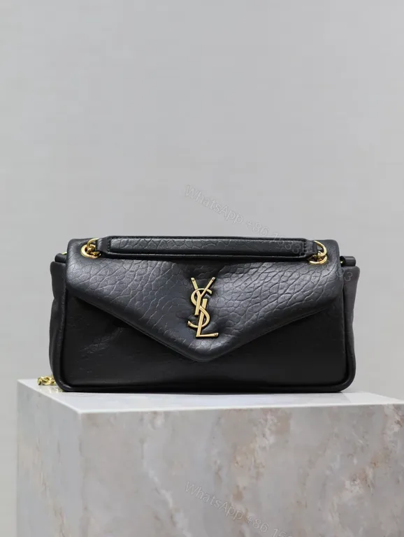 View 1 of Chic Black YSL Envelope Bag with Gold Hardware - Luxury Everyday