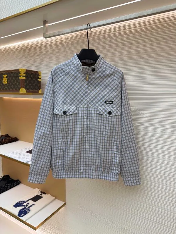 View 1 of MIUMIU缪缪蓝灰维希格哈灵顿夹克外套_高仿a货厂家-奢品库