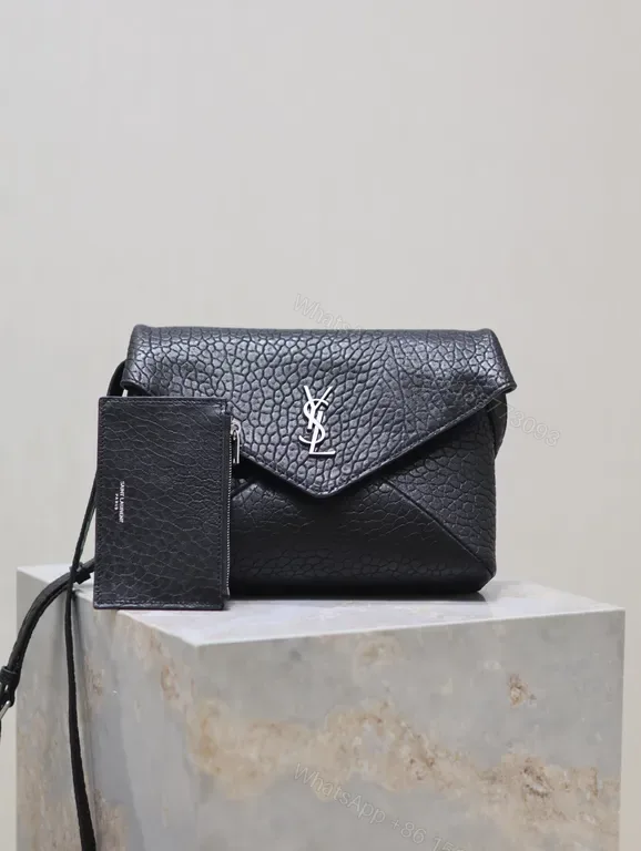 View 1 of Pebble Leather Crossbody: YSL Hardware, Modern Chic, Compact Luxury Bag
