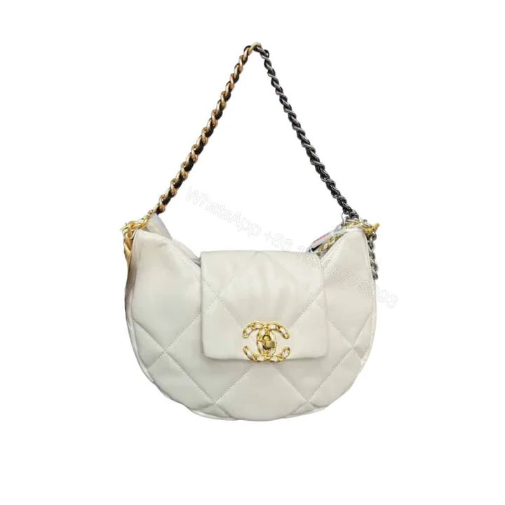 View 1 of Chanel 19 Hobo Bag Mixed Metal Hardware White 28Cm