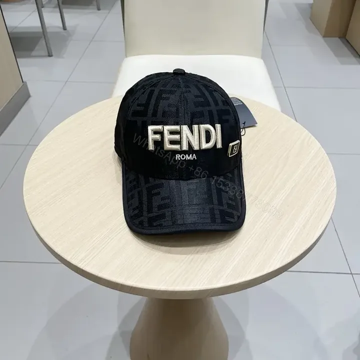 View 1 of Patterned Luxury Cap: Mono Fendi-Inspired Logo, Standout Comfort