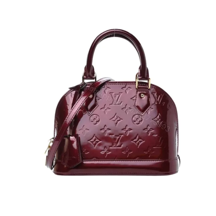 View 1 of Louis Vuitton Alma BB Monogram Vernis Leather Dark Red 23Cm