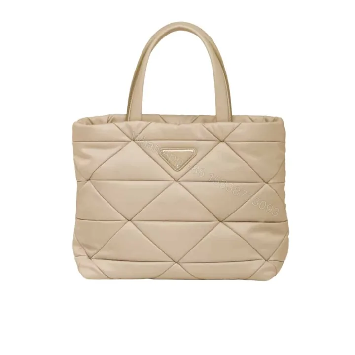 View 1 of Prada Re Nylon Padded Tote Bag Beige 23Cm