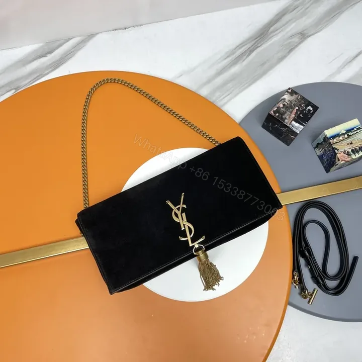 View 1 of Compact Velvet Clutch with Gold Hardware â€“ Night-Out Essential