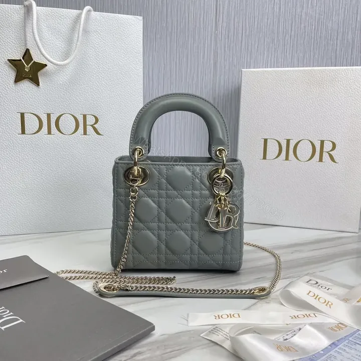 View 1 of Chic Quilted Mini Bag with Dior Charm - Crossbody Leather