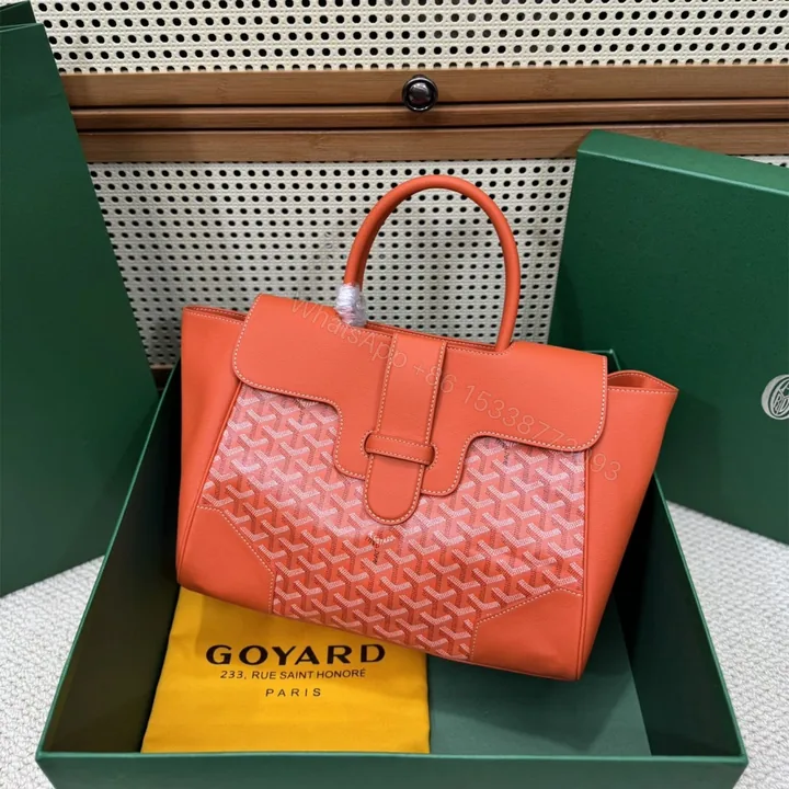 View 1 of 高仿Goyard*SAIGOC7手提托特包雙拼橙紅大號免檢版