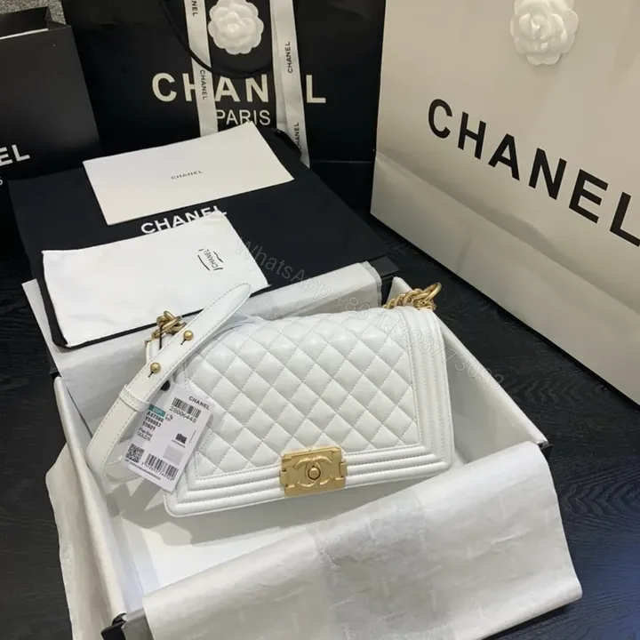 View 1 of Chanel-Style Quilted White Leather Bag: Modern Luxury