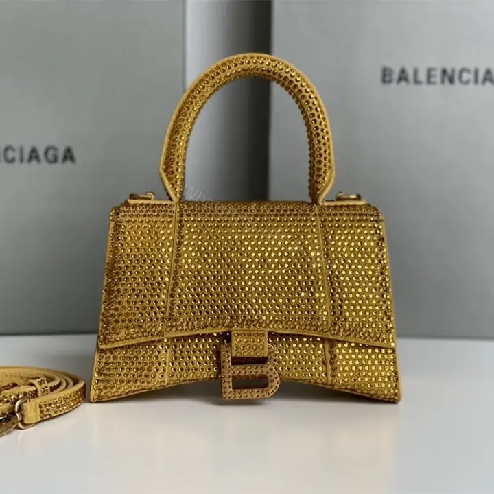 View 1 of 高仿Balenciaga*Hourglass系列沙漏包滿鑽金色XS