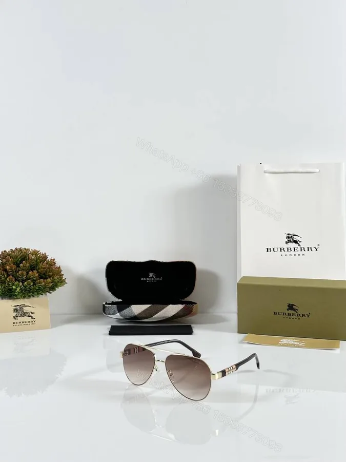 View 1 of First Copy Burberry 2301 Gold Brown Sunglasses