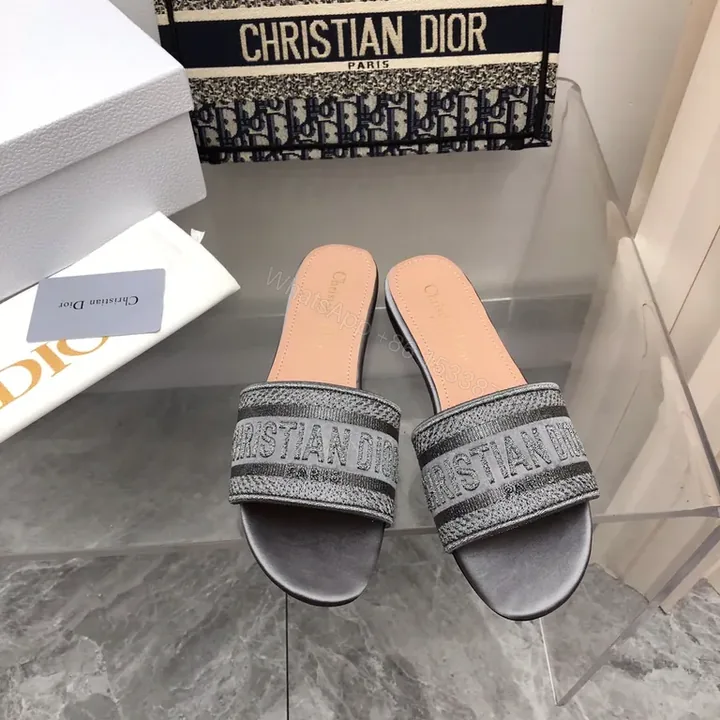 View 1 of Metallic Knit Luxe Slides: Dior Signature Comfort Slip-Ons