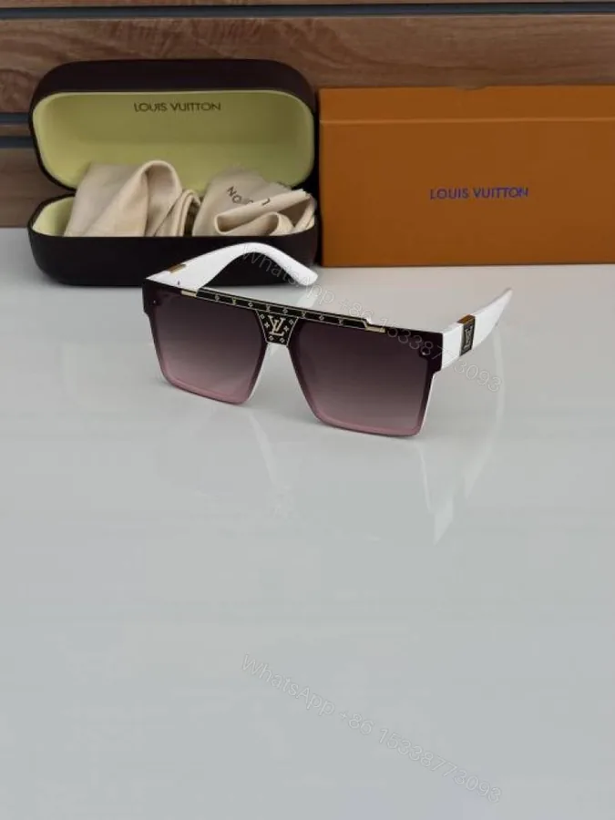 View 1 of First Copy Louis Vuitton White Oversized Square Frame Brown Gradient Men’s Sunglasses