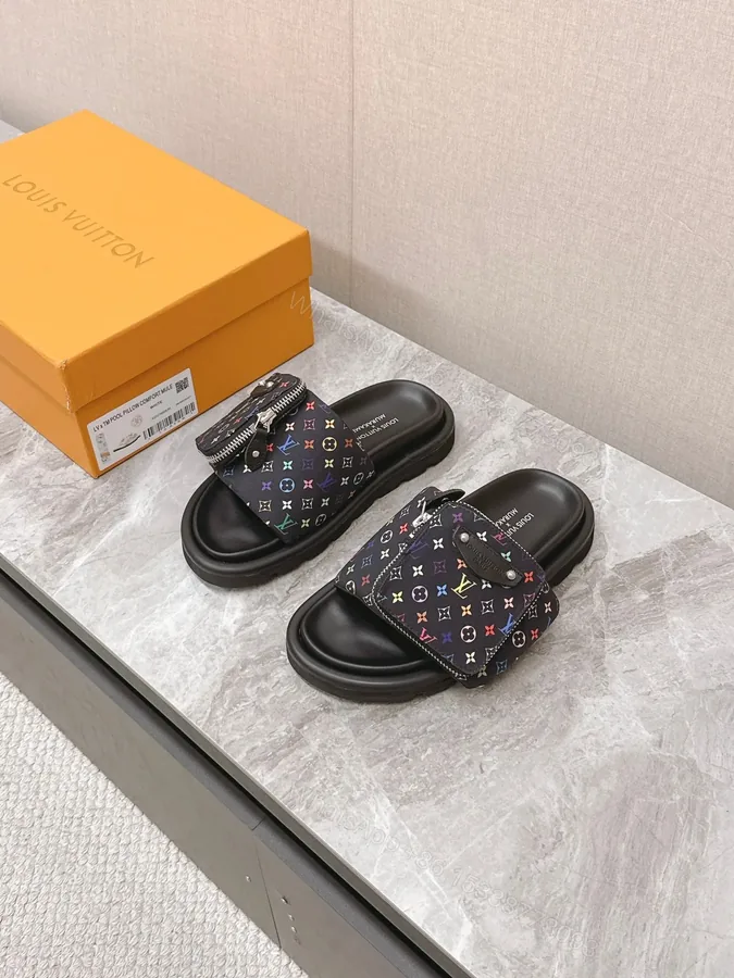 View 1 of LV Women Black Fabric Adjustable Pocket Mules