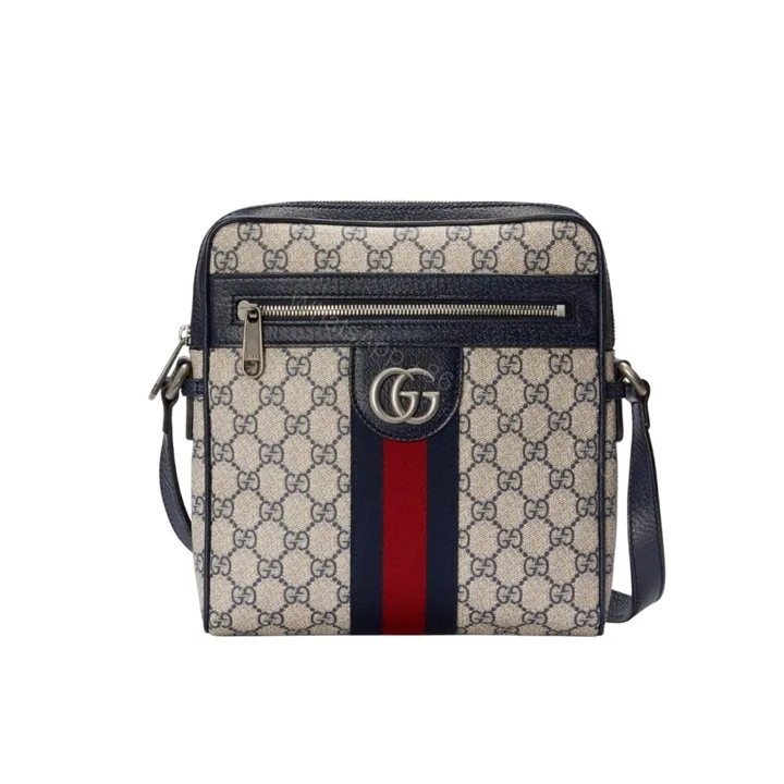 View 1 of Gucci Ophidia Small Messenger Bag Beige and Blue GG Supreme Canvas 23Cm ‎547926 96IWN 4076