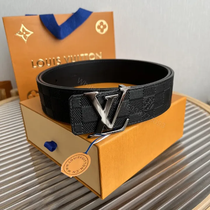 View 1 of Checkerboard Leather Belt with LV-Look Buckle