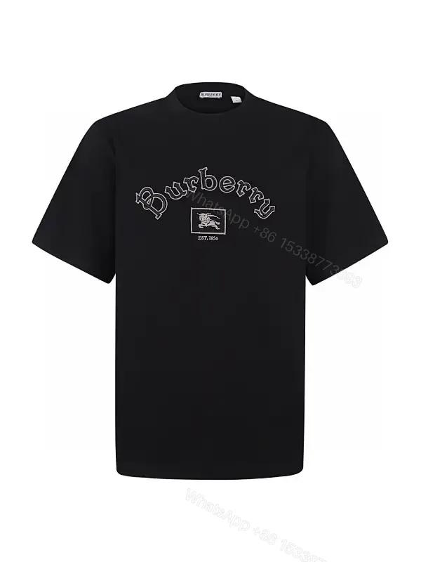 View 1 of Black Cotton Logo Tee: Subtle Crest, Everyday Luxe Top
