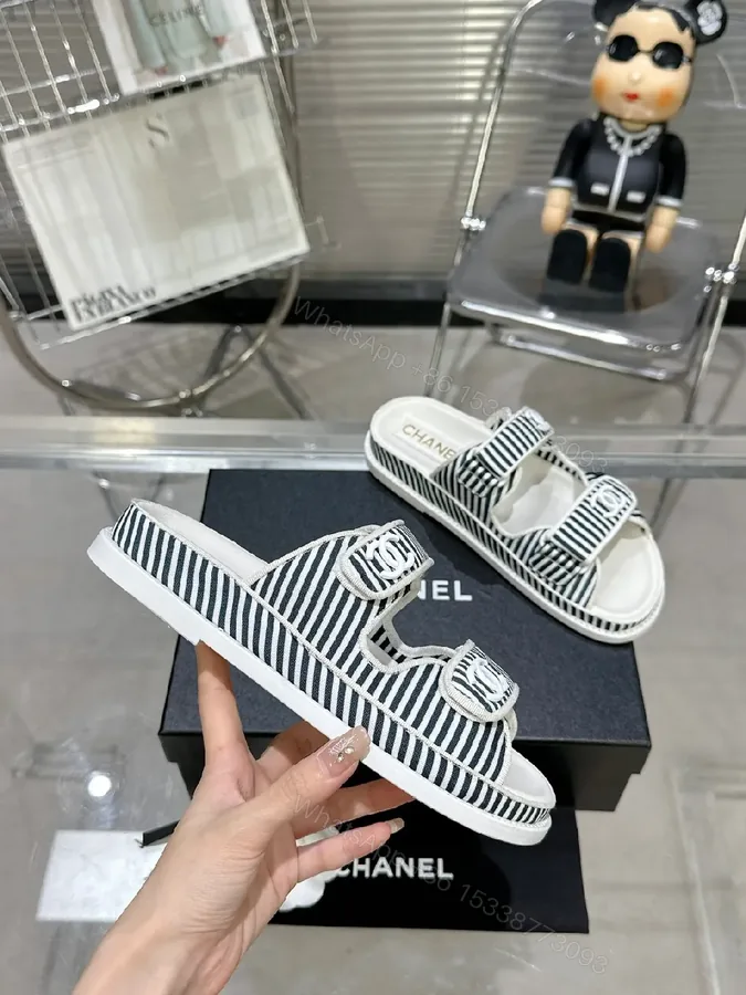 View 1 of Navy Stripes Comfort Sandals: Luxe Everyday Style