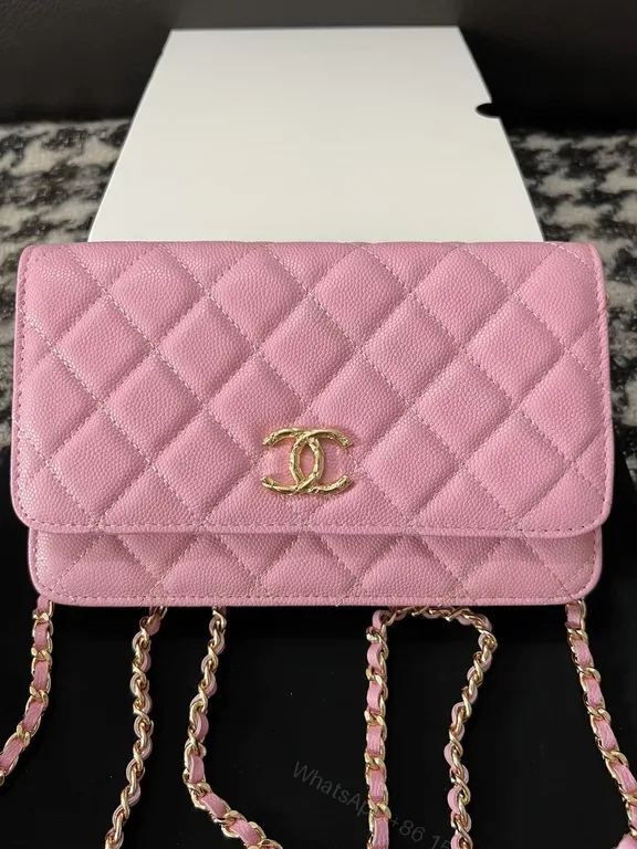 View 1 of Pink Quilted Luxe Chain Handbag