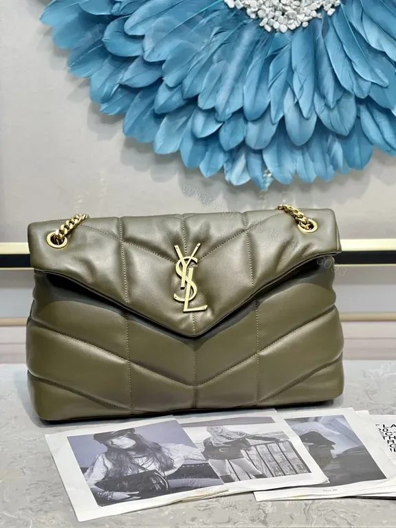 View 1 of Structured Chic YSL-Accent Quilted Leather Shoulder Bag