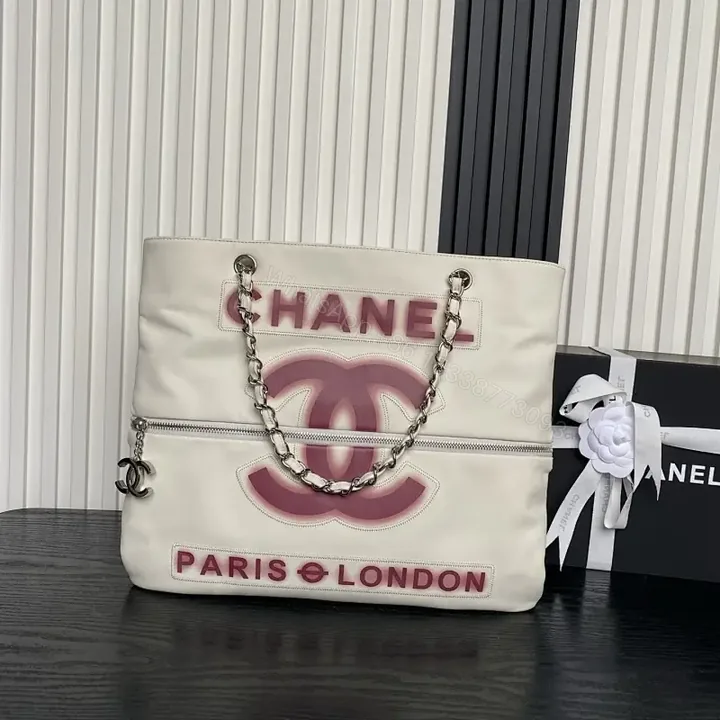 View 1 of Ivory-Rose Logo Tote: Modern Minimalist Luxury Shoulder Bag