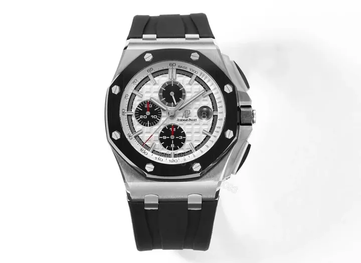 View 1 of TWA Factory Audemars Piguet Royal Oak Offshore Chronograph – Silver and Black with Rubber Strap