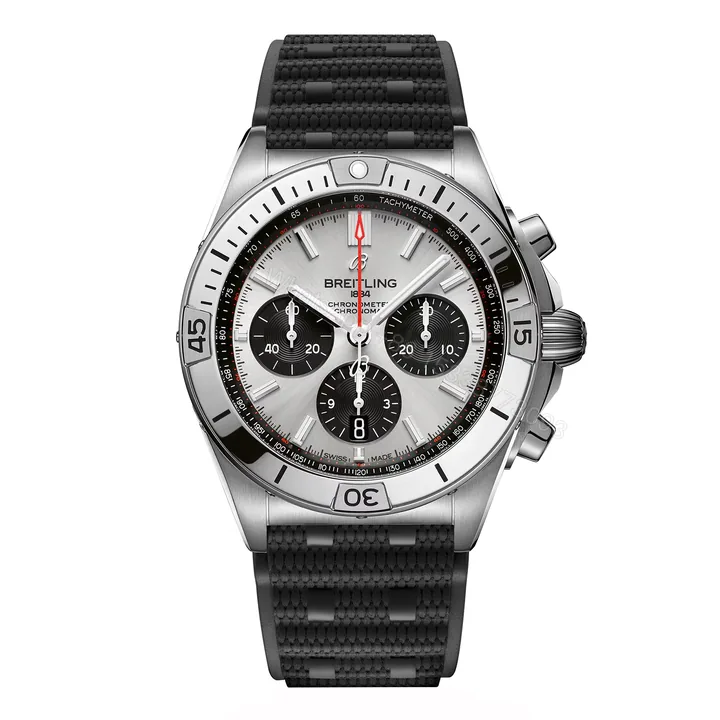 View 1 of Breitling Chronomat B01 Chronograph 42mm Mens Watch Silver Rubber