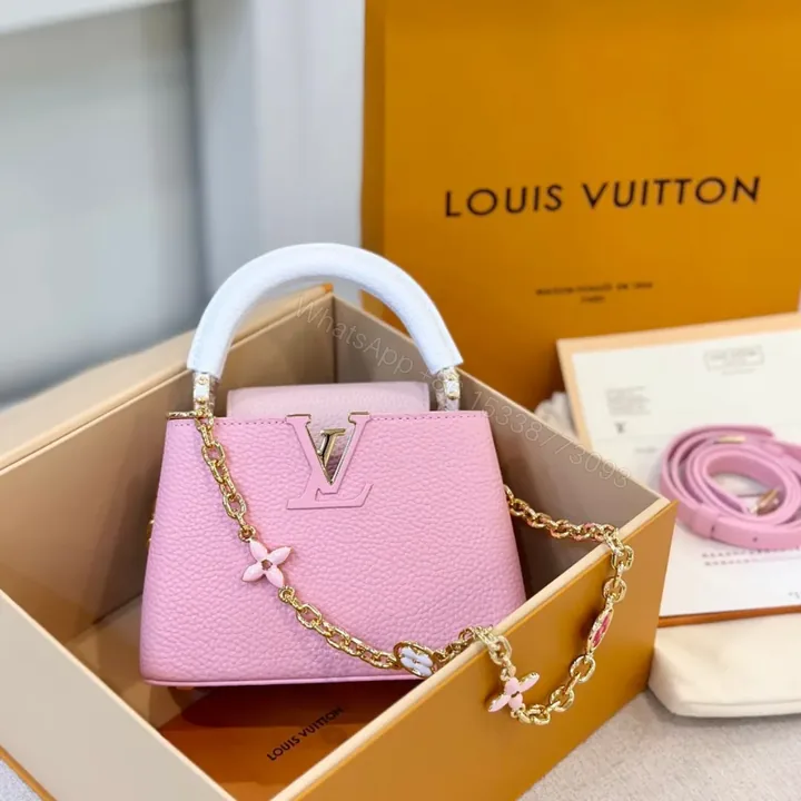 View 1 of Louis Vuitton LV Capucines Like Auth Handbags Pink Lock Gold 21cm