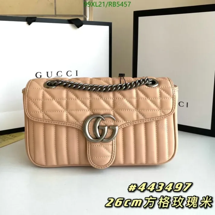 View 1 of Elegant Gucci Replica GG Marmont Leather Shoulder Bag RB5457