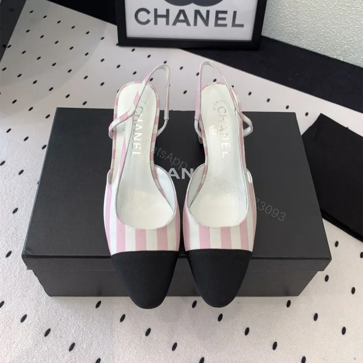 View 1 of 高仿Chanel*G31320A套腳露跟休閒單鞋粉色5.5CM免檢版