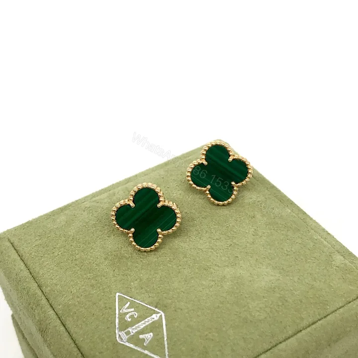 View 1 of VCA Vintage Alhambra Earrings, 18k Yellow gold, Malachite