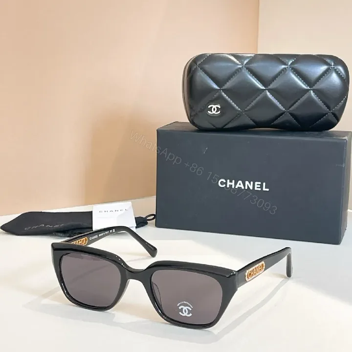 View 1 of Chic Black Acetate Sunglasses with Quilted Case, Luxury Style