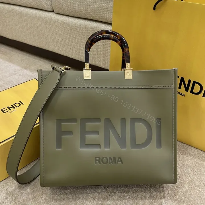 View 1 of Bold Leather Tote â€” Fendi Flair, Structured Luxury Tote