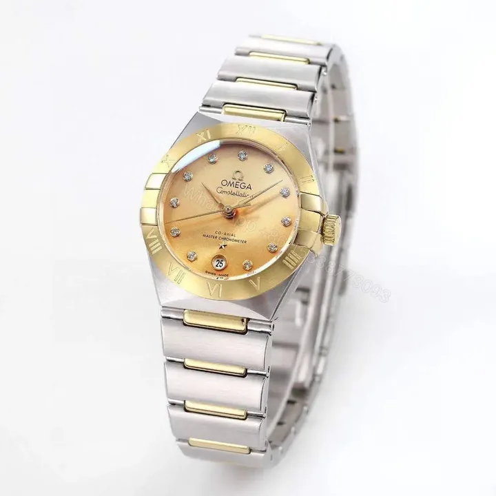 View 1 of Omega Constellation 29mm Women’s Watch V6 Version Two-Tone Stainless Steel and Yellow Gold Champagne Dial with Diamond Markers