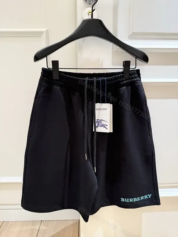 View 1 of Black Cotton Sweatshorts Burberry Logo