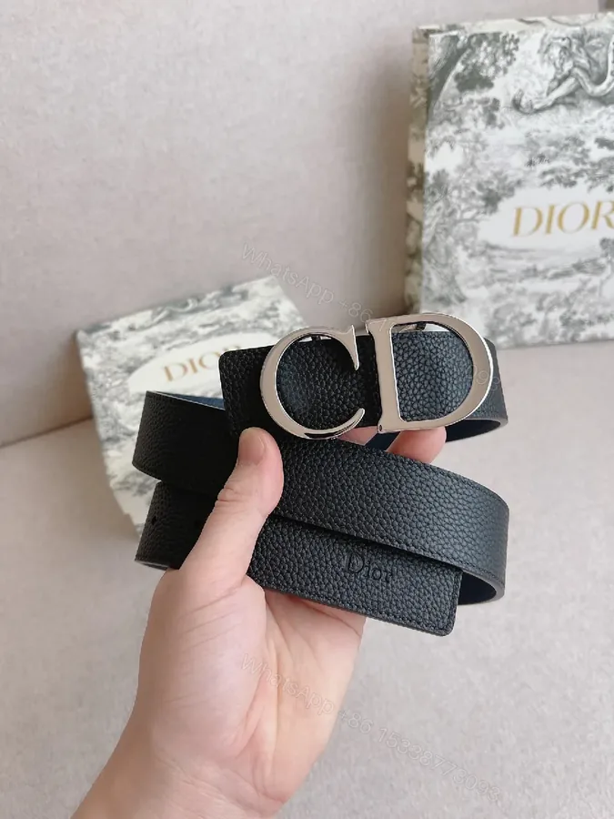 View 1 of Chic Black Leather Belt with Signature Buckle - Minimalist Luxury Belt