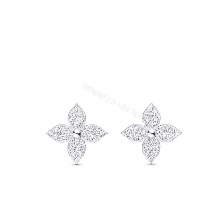 View 1 of LOUIS VUITTON IDYLLE BLOSSOM STUD EARINGS WHITE GOLD Q96966