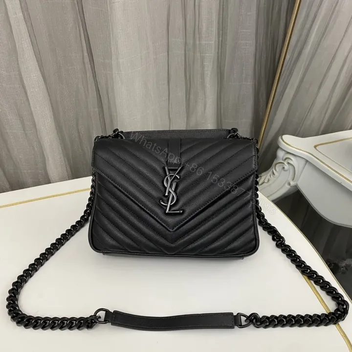View 1 of Saint Laurent medium College leather cross body bag In Black