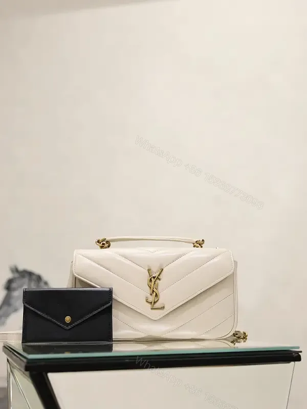 View 1 of White Leather Luxury Handbag Chevron Quilted Top Handle Bag