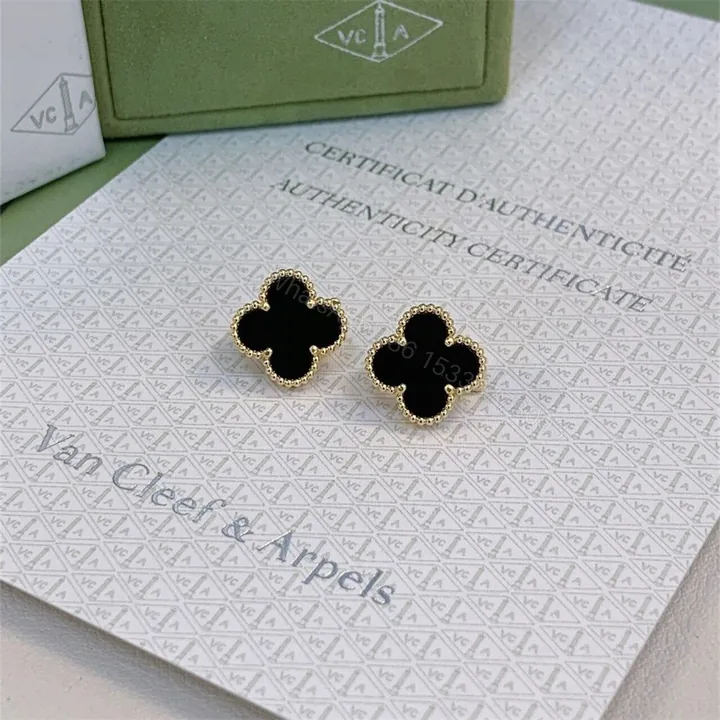 View 1 of Van Cleef & Arpels Vintage Alhambra Earrings Onyx 18K Yellow Gold VCARA44200