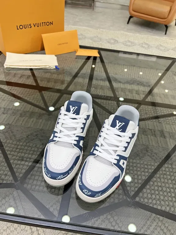 View 1 of Bold Navy-White LV-Inspired High-Tops: All-Day Comfort Sneakers