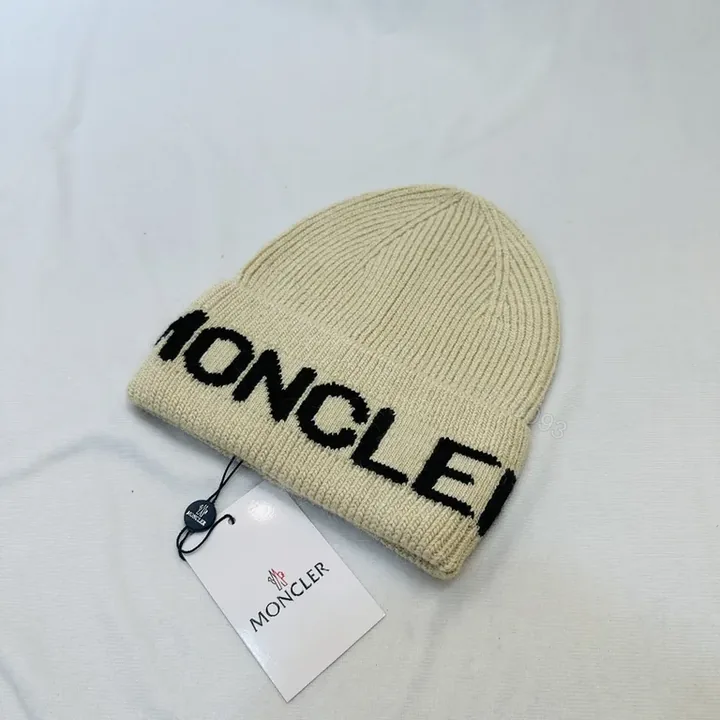 View 1 of Minimalist Moncler Knit Beanie: Luxury Logo Warmth