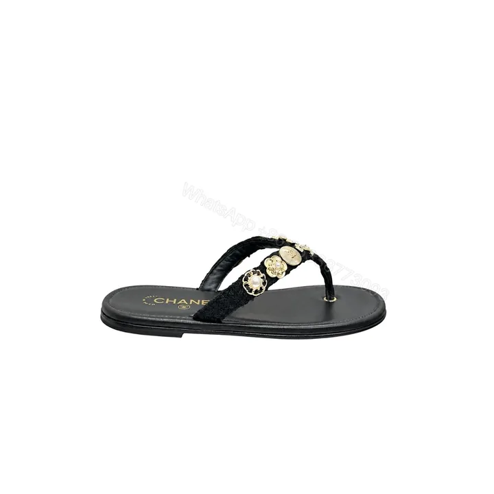 View 1 of Chanel Thong Jewel Embellished Black