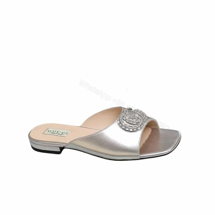 View 1 of Gucci GG Crystal Slippers Silver
