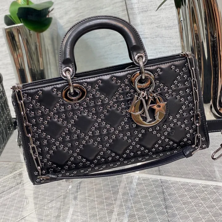 View 1 of Dior D-Joy Super Premium Black Handbag With Star Studs 26cm