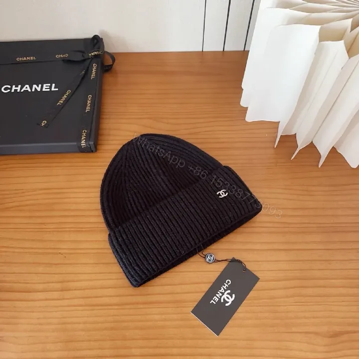 View 1 of Chic Knit Beanie in Black Knit with Luxe Logo Style