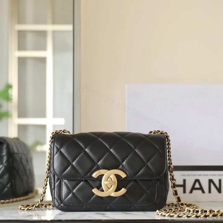 View 1 of 高仿Chanel*24B系列AS5026小羊皮口蓋包黑色免檢版