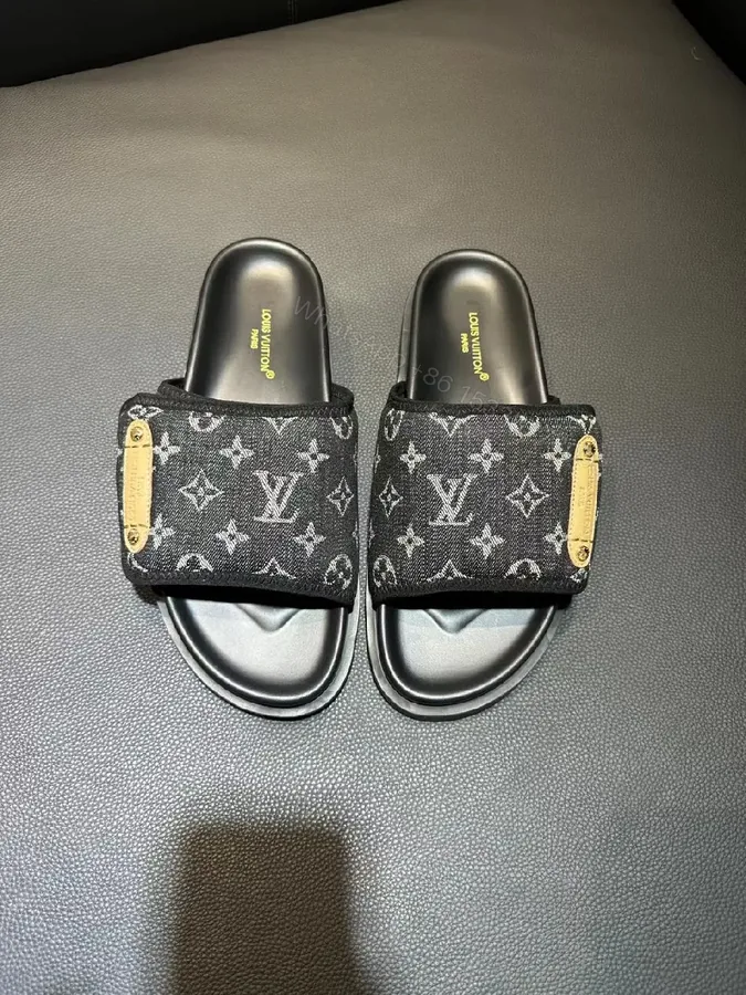View 1 of Patterned Monogram Slide Sandals – Luxe Comfort, Signature Style