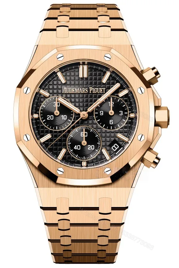 View 1 of Audemars Piguet Super Clone Royal Oak Rose Gold Black dial 26240 Chronograph 41mm Cal.4401