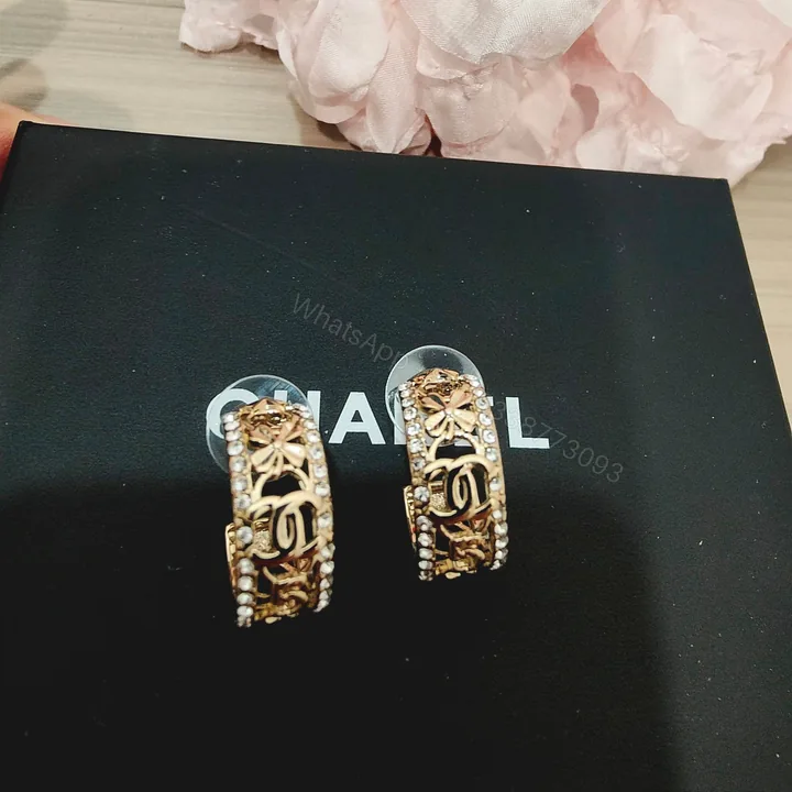 View 1 of Chanel Round Coco Mark Earrings